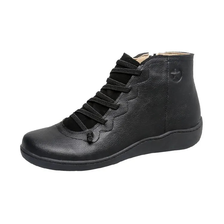 Black Lace-Up Ankle Boots