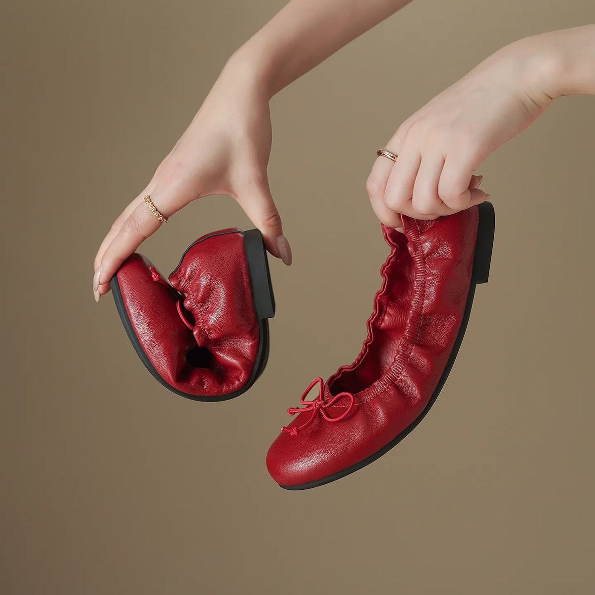 Red Bow Ballet Flats