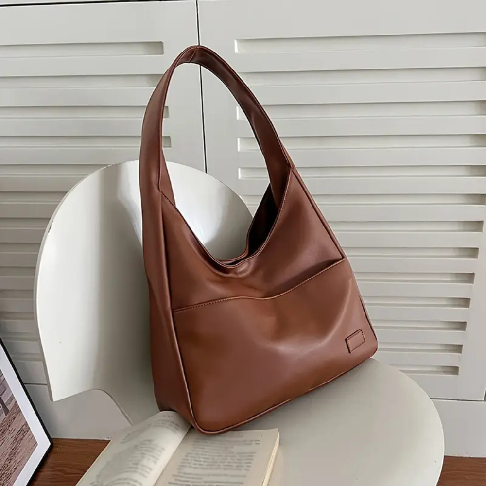 Lana Minimalist Shoulder Tote in Brown, view 1