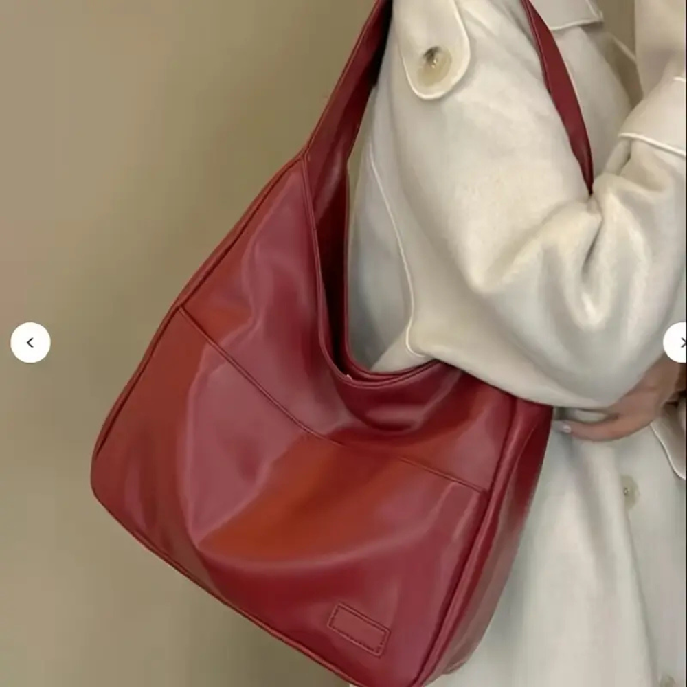 Lana Minimalist Shoulder Tote in Red, view 2