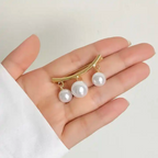 Pearl Cardigan Brooch in Gold, view 3