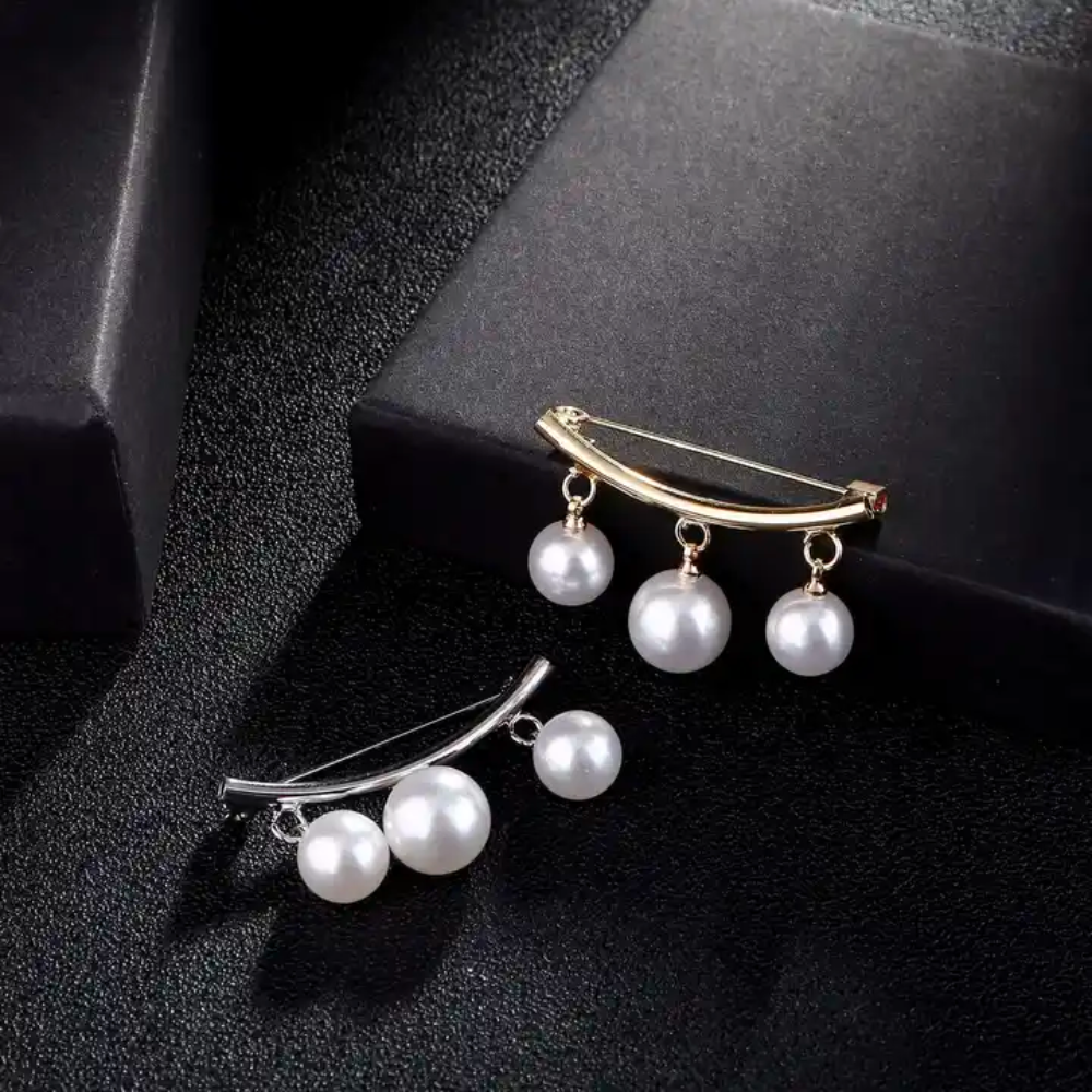 Pearl Cardigan Brooch in Silver, view 3