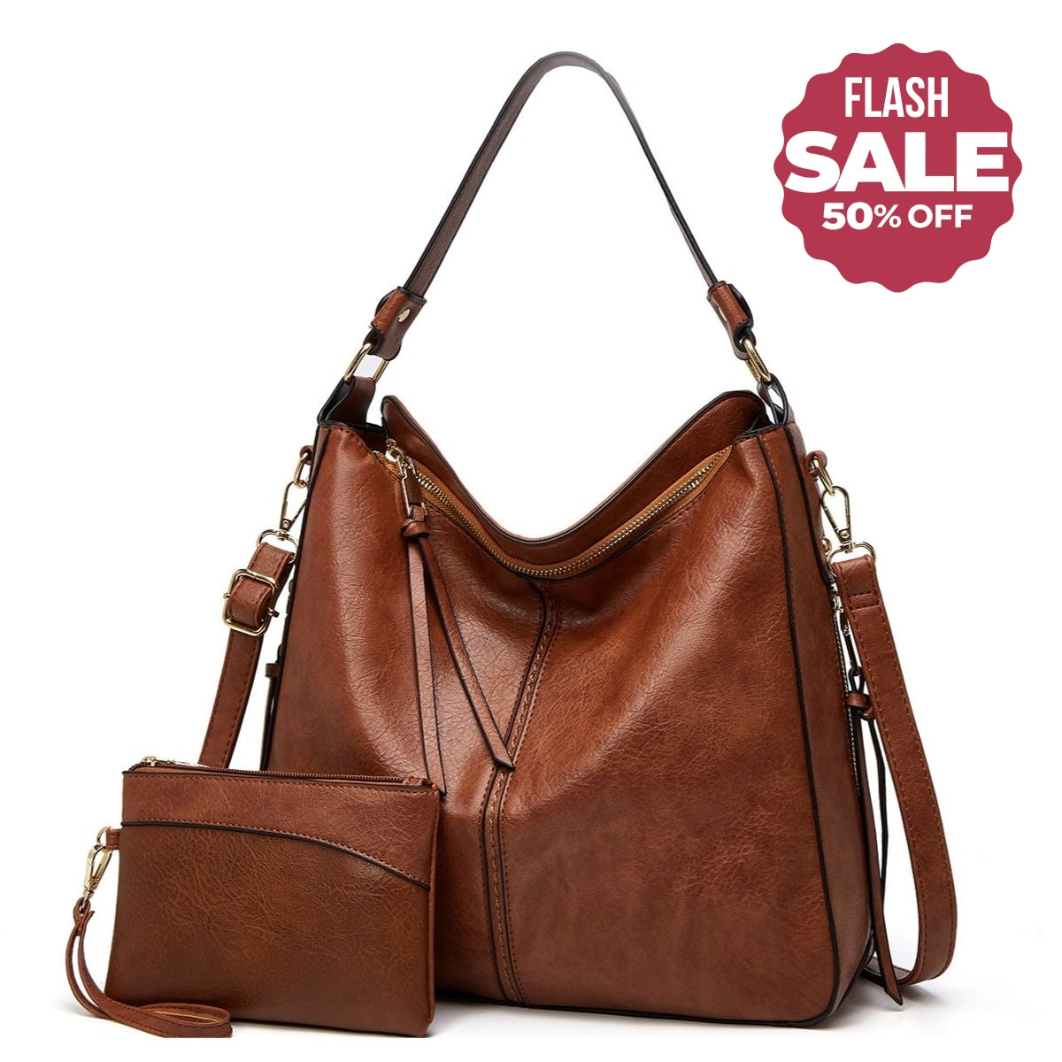 Vivian | Leather Hobo Bag + Free Pouch Wallet