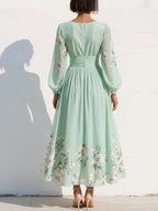 Lyralei | Women's Floral V-Neck Long Sleeve Midi Dress