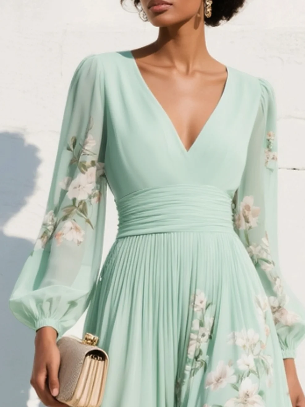 Lyralei | Women's Floral V-Neck Long Sleeve Midi Dress