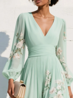 Lyralei | Women's Floral V-Neck Long Sleeve Midi Dress