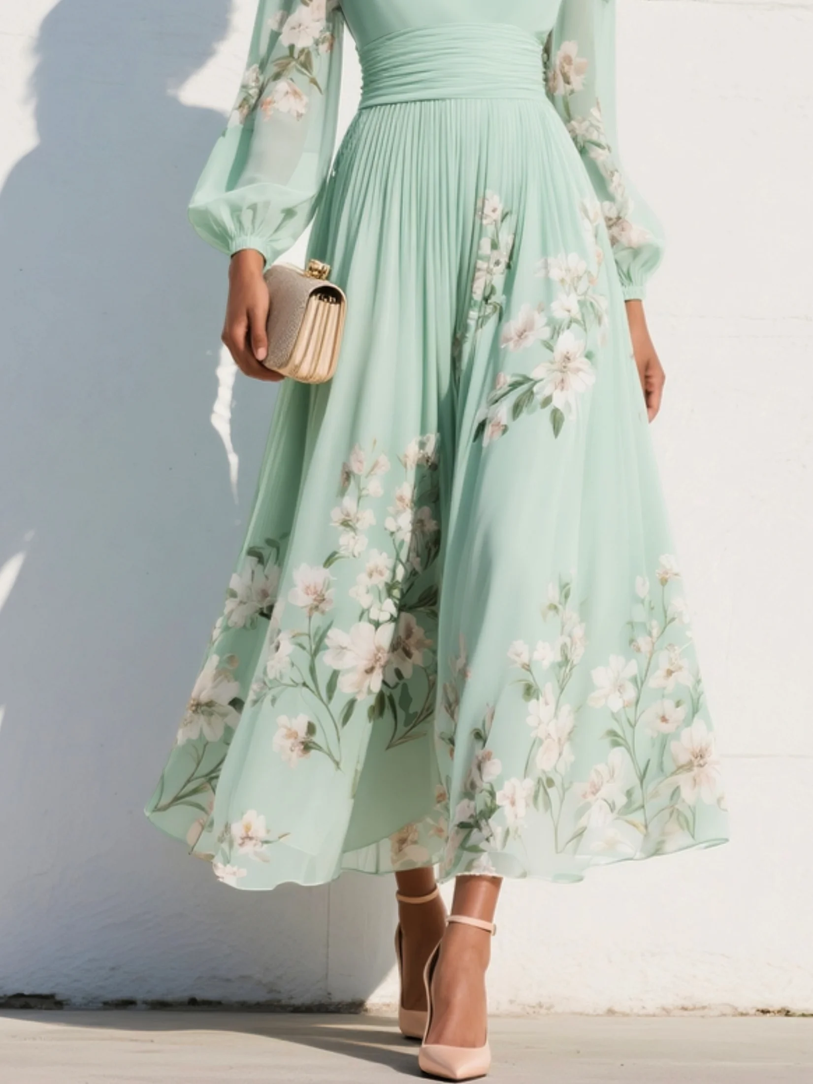 Lyralei | Women's Floral V-Neck Long Sleeve Midi Dress