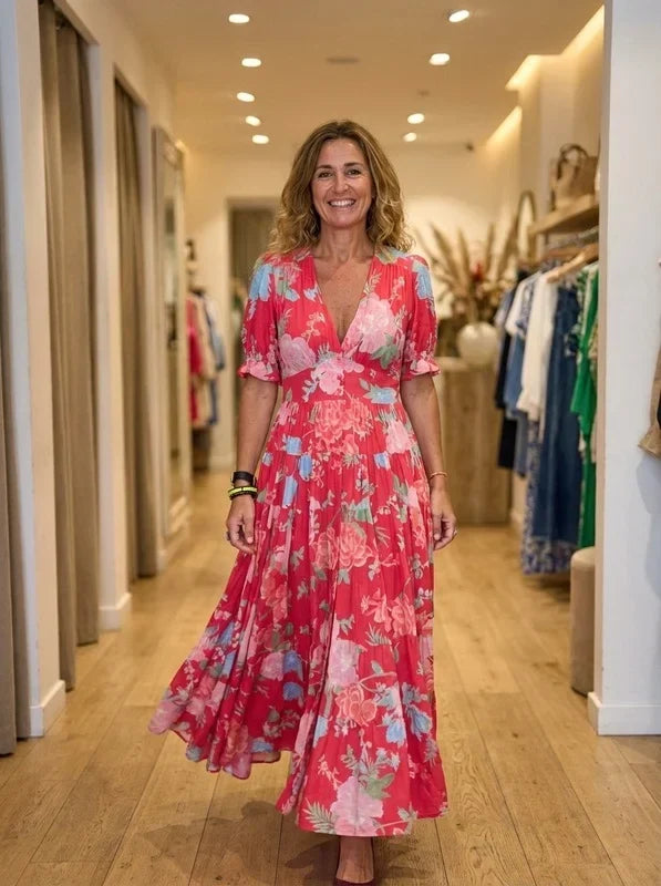 Minelda | Elegant Floral V-neck Dress 1
