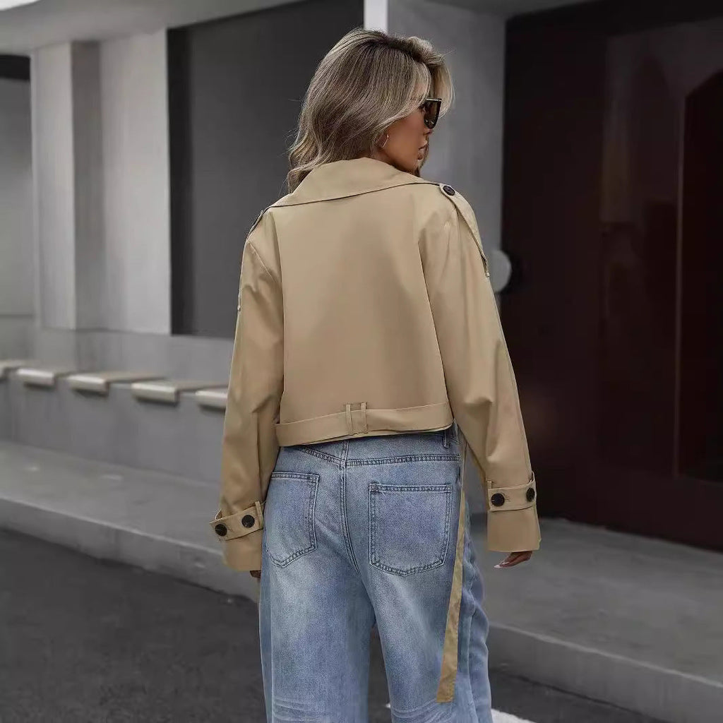 Myrthe | Stylish Short Trench Coat for Every Occasion - Detail