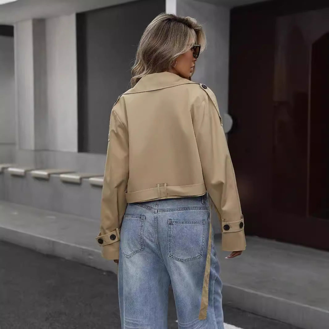 Myrthe | Stylish Short Trench Coat for Every Occasion - Detail