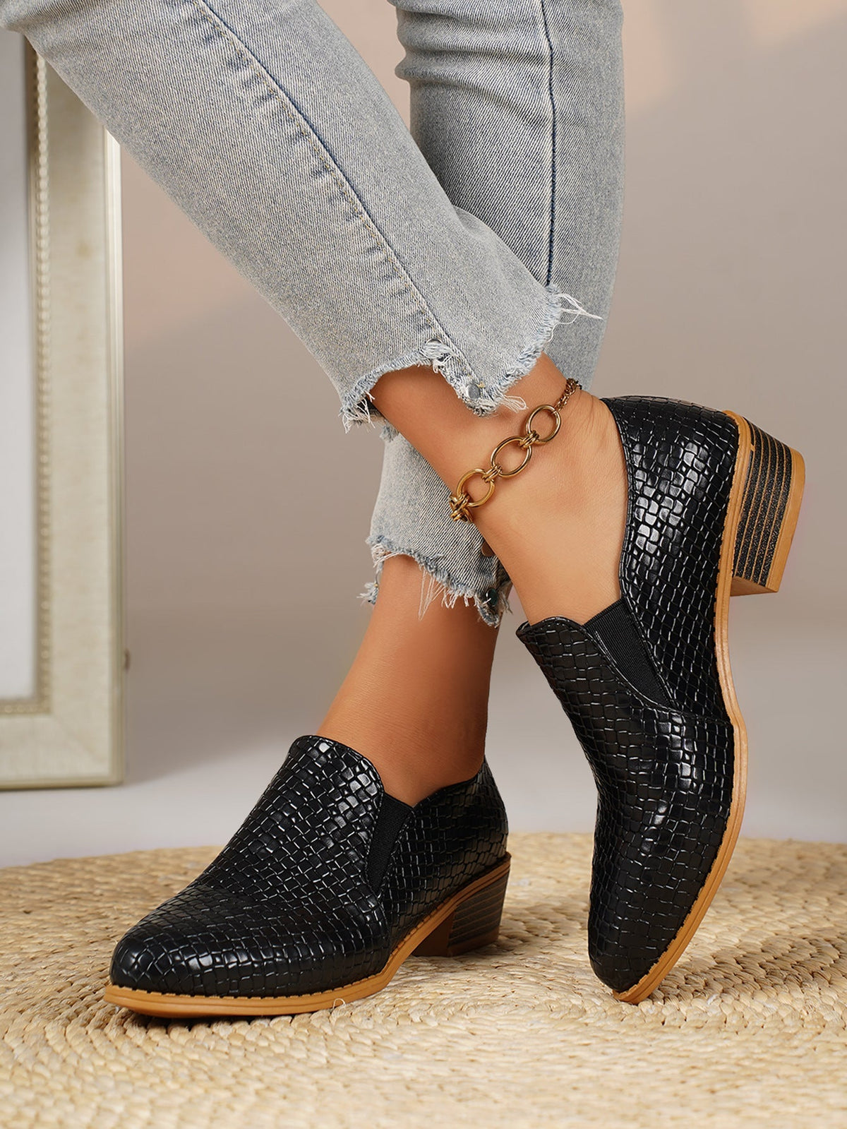 Noelle Textured Slip-On Loafers - View 3