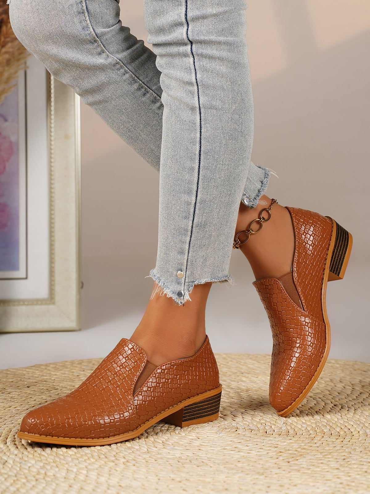 Noelle Textured Slip-On Loafers