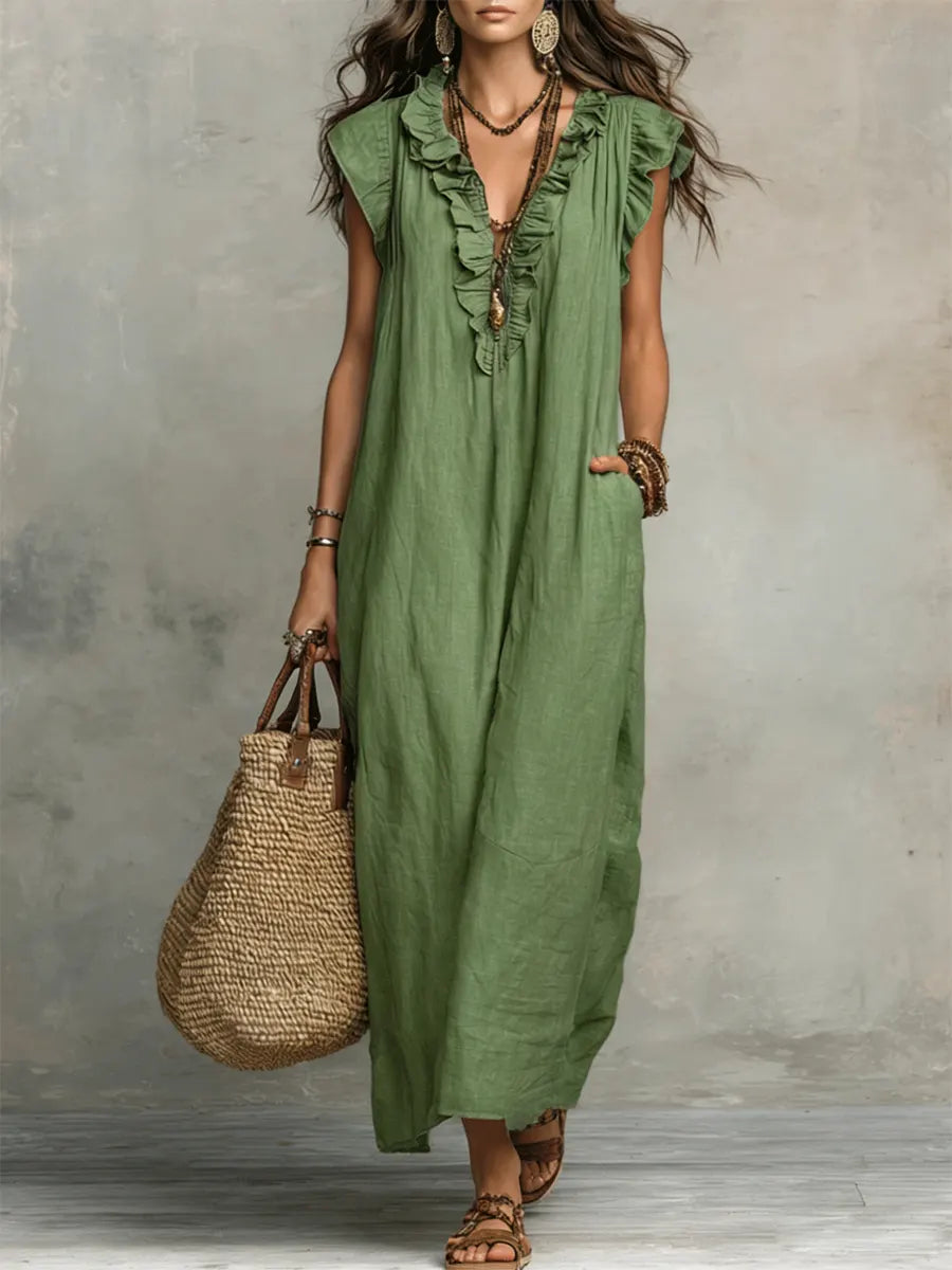 Camélia - Bohemian Belly-Hiding Maxi Dress