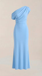 Jessica - Women's One-Shoulder Draped Maxi Dress
