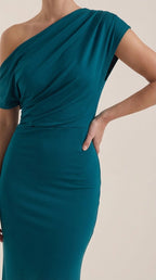 Jessica - Women's One-Shoulder Draped Maxi Dress