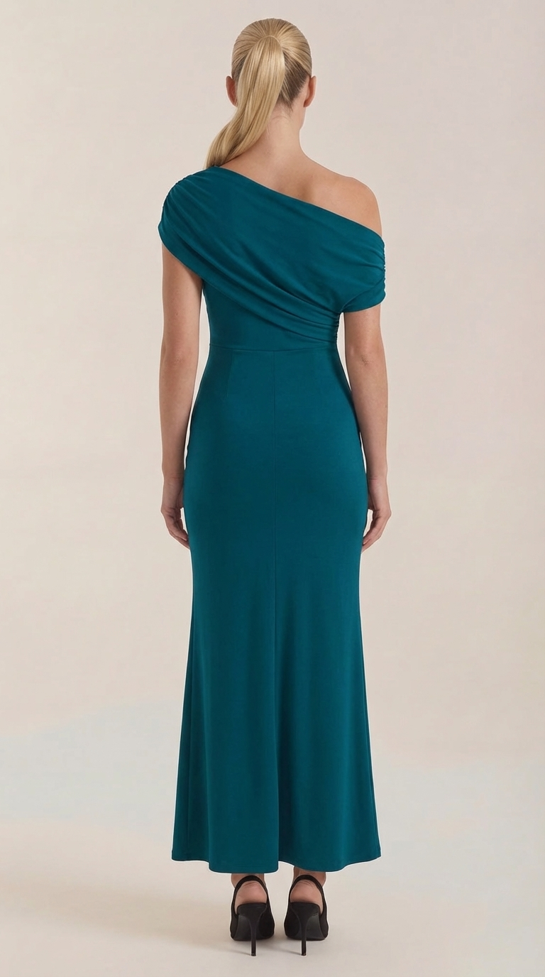 Jessica - Women's One-Shoulder Draped Maxi Dress