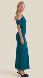 Jessica - Women's One-Shoulder Draped Maxi Dress