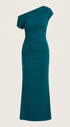 Jessica - Women's One-Shoulder Draped Maxi Dress