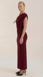 Jessica - Women's One-Shoulder Draped Maxi Dress