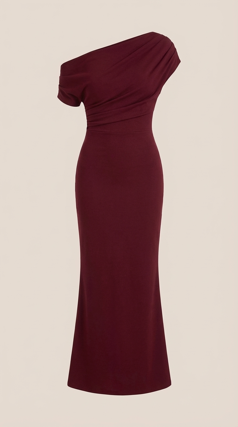 Jessica - Women's One-Shoulder Draped Maxi Dress