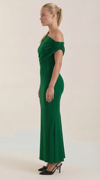 Jessica - Women's One-Shoulder Draped Maxi Dress