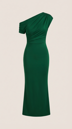 Jessica - Women's One-Shoulder Draped Maxi Dress