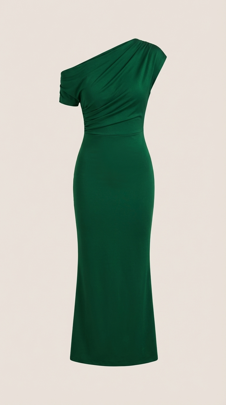 Jessica - Women's One-Shoulder Draped Maxi Dress