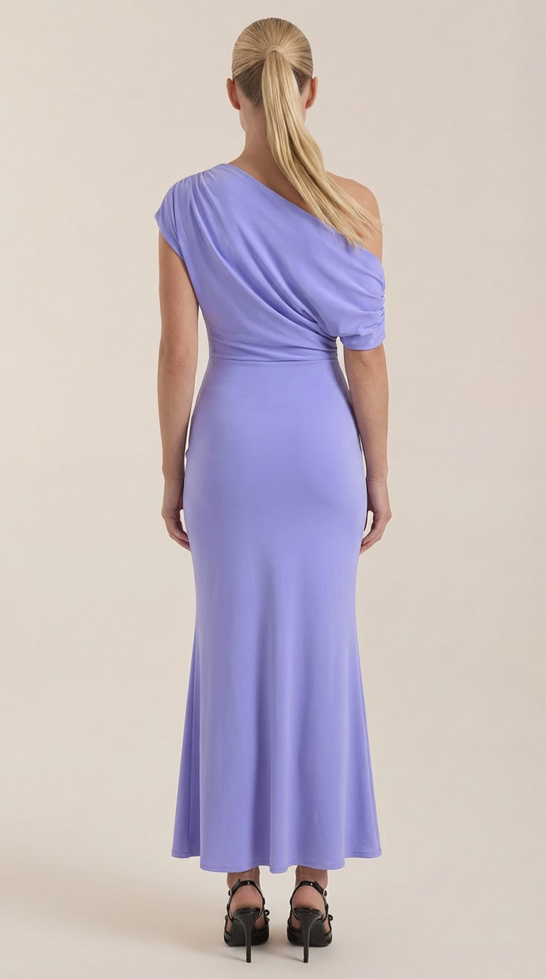Jessica - Women's One-Shoulder Draped Maxi Dress