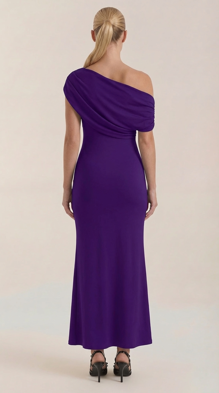 Jessica - Women's One-Shoulder Draped Maxi Dress