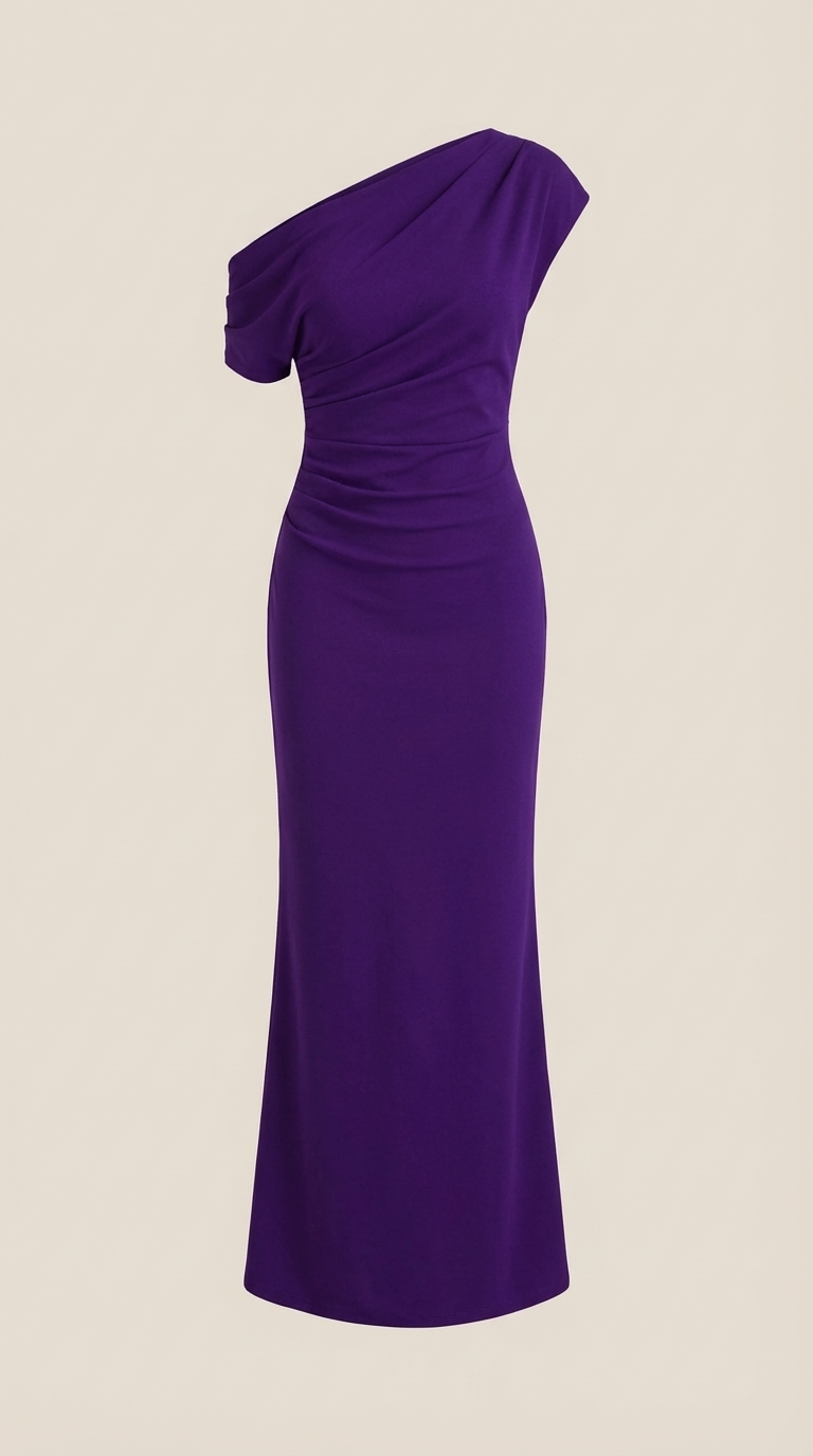 Jessica - Women's One-Shoulder Draped Maxi Dress