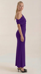 Jessica - Women's One-Shoulder Draped Maxi Dress