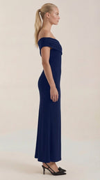 Jessica - Women's One-Shoulder Draped Maxi Dress