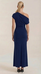 Jessica - Women's One-Shoulder Draped Maxi Dress