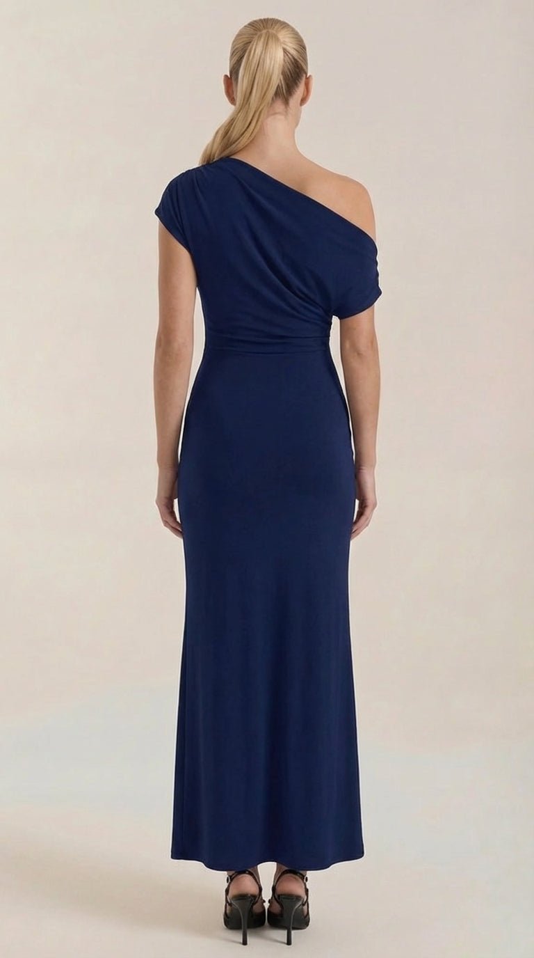Jessica - Women's One-Shoulder Draped Maxi Dress