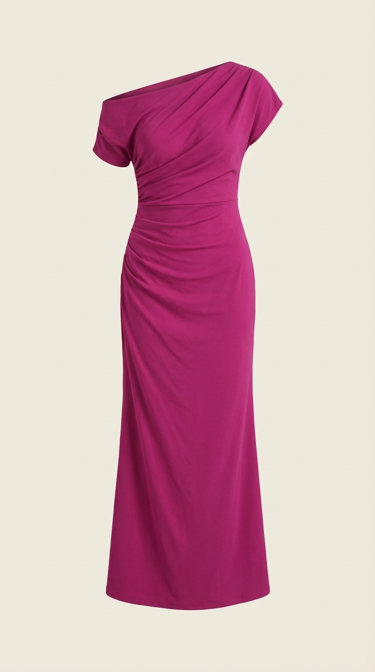 Jessica - Women's One-Shoulder Draped Maxi Dress