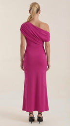 Jessica - Women's One-Shoulder Draped Maxi Dress