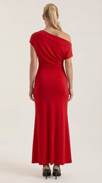 Jessica - Women's One-Shoulder Draped Maxi Dress