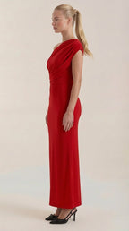 Jessica - Women's One-Shoulder Draped Maxi Dress