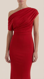 Jessica - Women's One-Shoulder Draped Maxi Dress