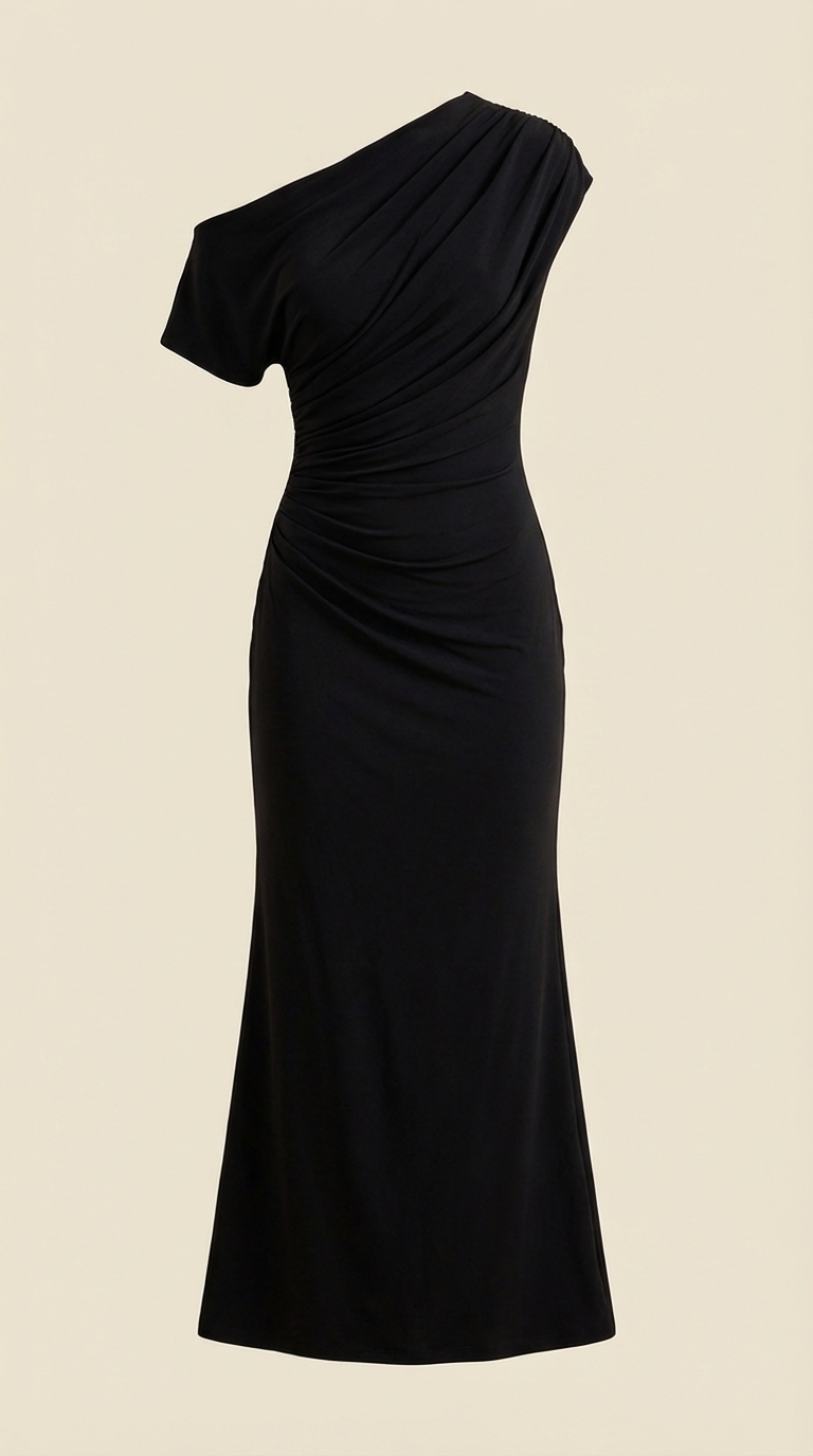 Jessica - Women's One-Shoulder Draped Maxi Dress