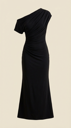 Jessica - Women's One-Shoulder Draped Maxi Dress
