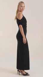 Jessica - Women's One-Shoulder Draped Maxi Dress