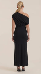 Jessica - Women's One-Shoulder Draped Maxi Dress