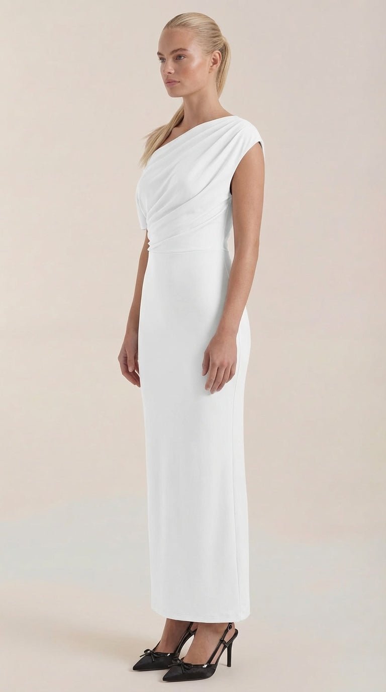 Jessica - Women's One-Shoulder Draped Maxi Dress