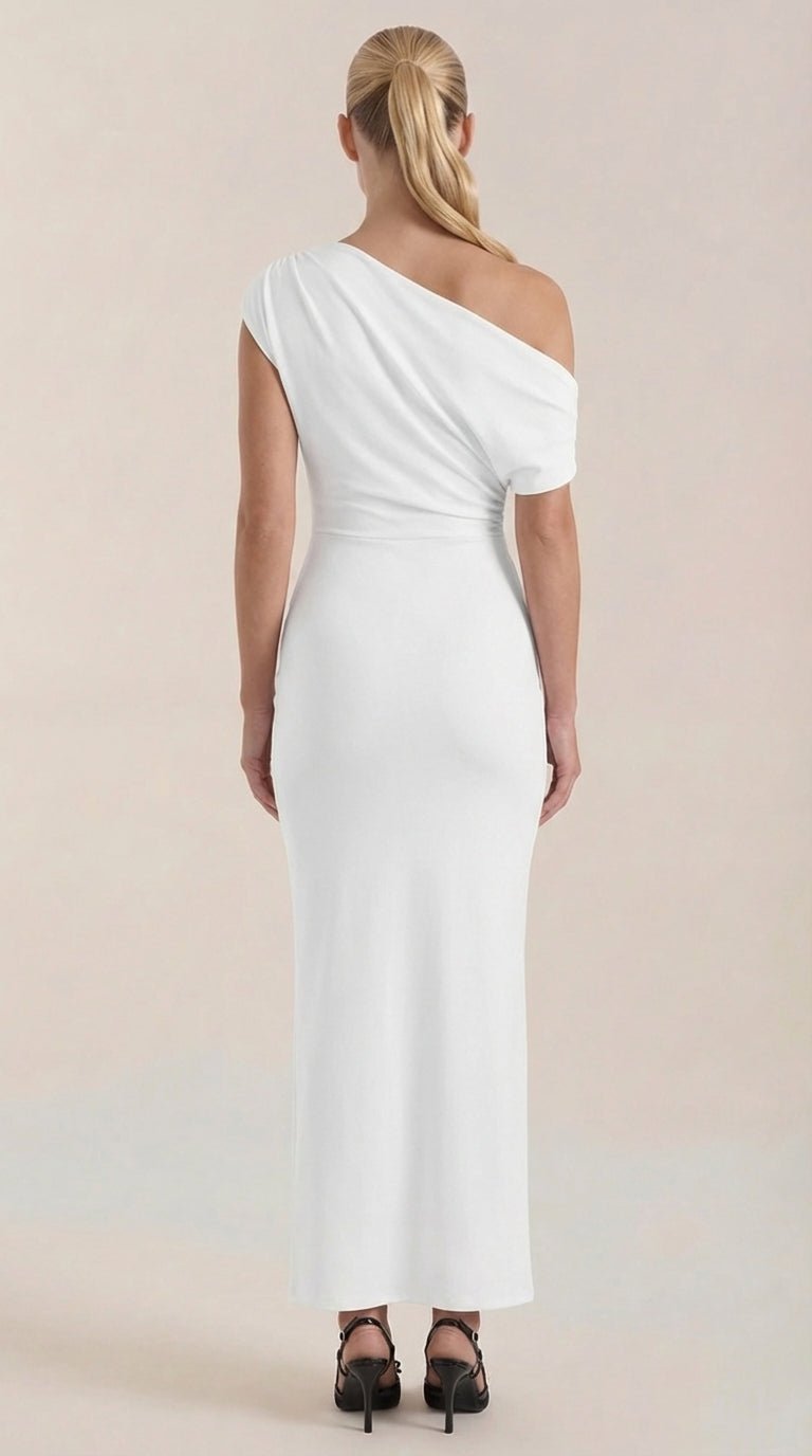 Jessica - Women's One-Shoulder Draped Maxi Dress
