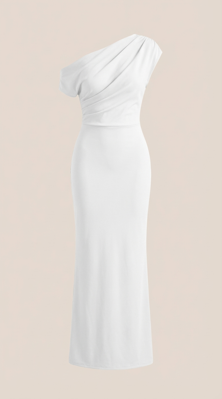 Jessica - Women's One-Shoulder Draped Maxi Dress