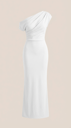 Jessica - Women's One-Shoulder Draped Maxi Dress