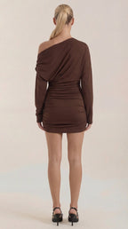 Linda - Women's Off-Shoulder Long Sleeve Bodycon Mini Dress