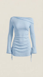 Jennifer - Rosa Mae Ruched Off-Shoulder Long Sleeve Mini Dress
