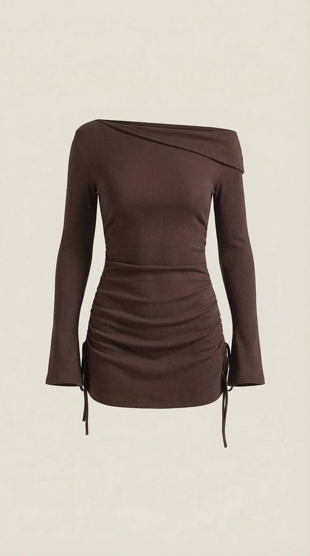 Jennifer - Rosa Mae Ruched Off-Shoulder Long Sleeve Mini Dress